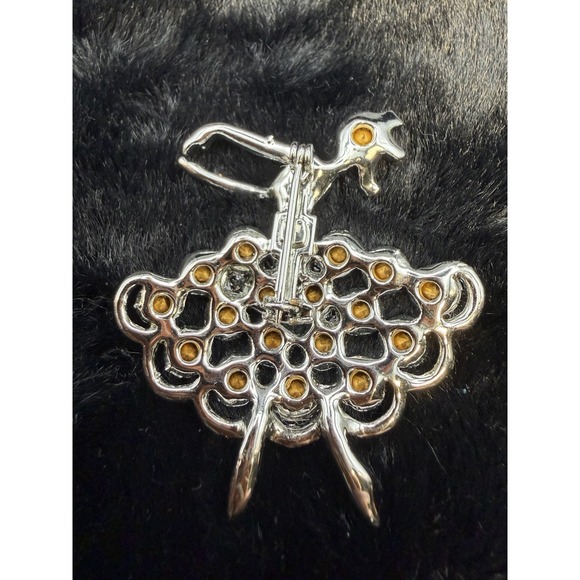 Vintage‎ Ballerina Ballet Dancer Brooch Pin Rhinestone Silver Tone 2" - Picture 4 of 6